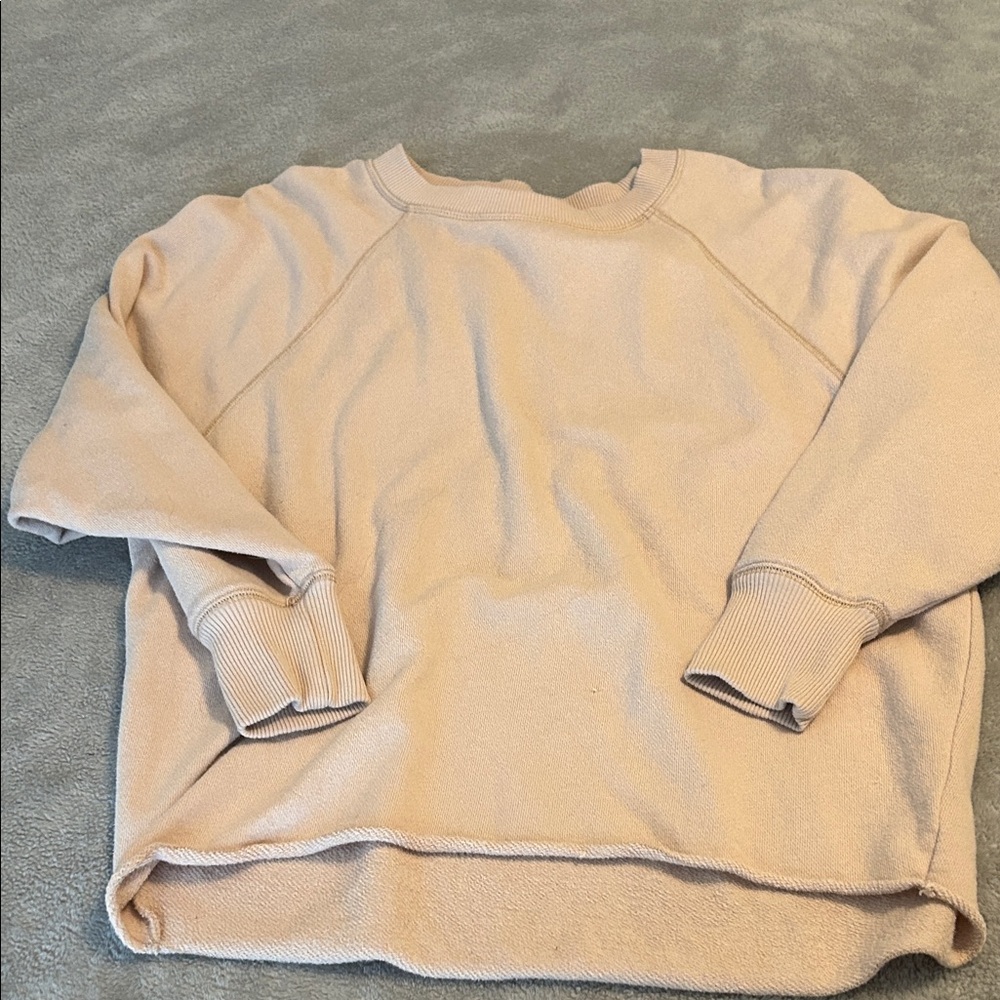 Aerie Light Tan pink Crew Neck Sweater